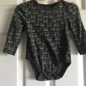 Black and silver cat long sleeve onesie